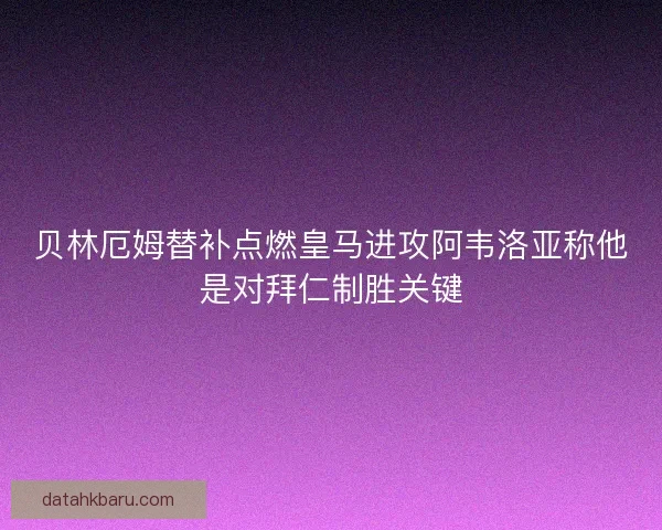 贝林厄姆替补点燃皇马进攻阿韦洛亚称他是对拜仁制胜关键